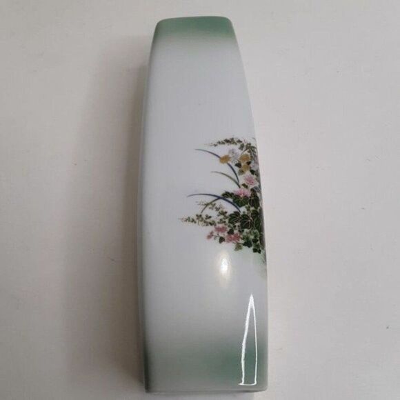 Vintage Toyo Botan Japan Porcelain Green Flower Flying Bird Motif Vase - Picture 5 of 10